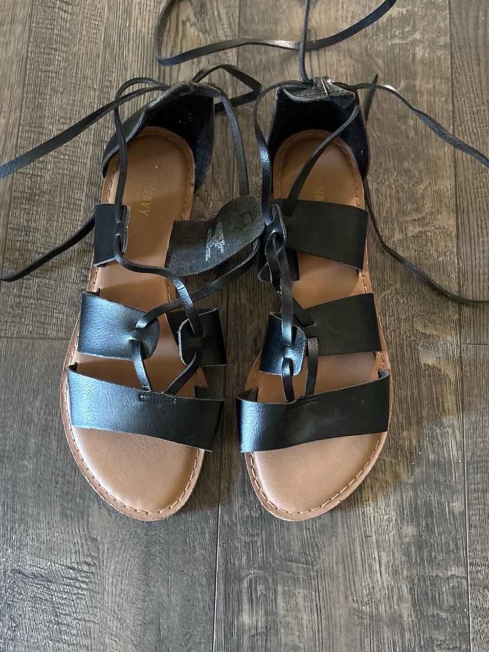 Old Navy Black Lace-Up Gladiator Sandals